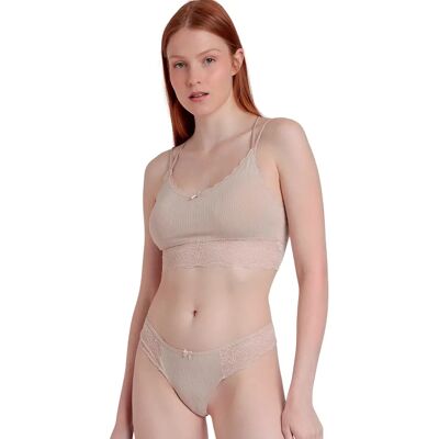 Set met bh en string voor dames Admas Studio Beige M Set met bh en string voor dames Admas Studio Beige M