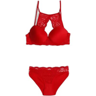 Push-up bh en golvende slip voor dames Admas Rouge 95B Push-up bh en golvende slip voor dames Admas Rouge 95B