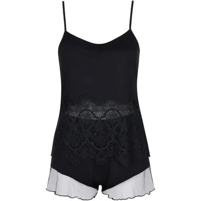 Pyjama short met top voor dames Lisca Diva Noir L Pyjama short met top voor dames Lisca Diva Noir L