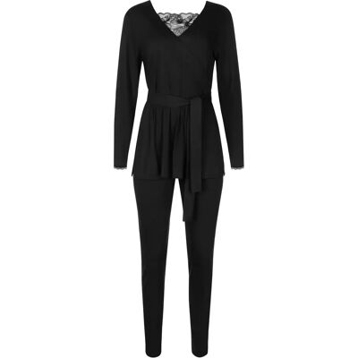 Dames pyjama met lange mouwen Lisca Sympathy Noir L Dames pyjama met lange mouwen Lisca Sympathy Noir L