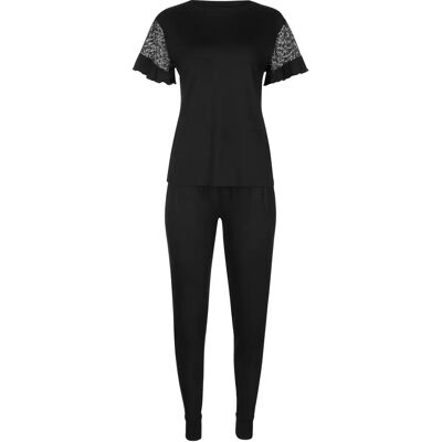 Pyjamabroek met korte mouwen voor vrouwen Lisca Smooth Noir L Pyjamabroek met korte mouwen voor vrouwen Lisca Smooth Noir L