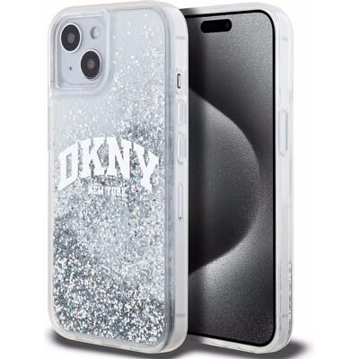 DKNY Wit Liquid Glitter Groot Logo iPhone Hoesje - Smartphone Hoes DKNY Wit Liquid Glitter Groot Logo iPhone Hoesje - Smartphone Hoes