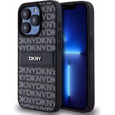 DKNY iPhone 14 Pro Max Leren Mono Stripe Hoes DKNY iPhone 14 Pro Max Leren Mono Stripe Hoes