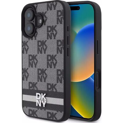 DKNY Telefoonhoesje voor iPhone 16 Zwart Ruit en Strepen DKNY Telefoonhoesje voor iPhone 16 Zwart Ruit en Strepen