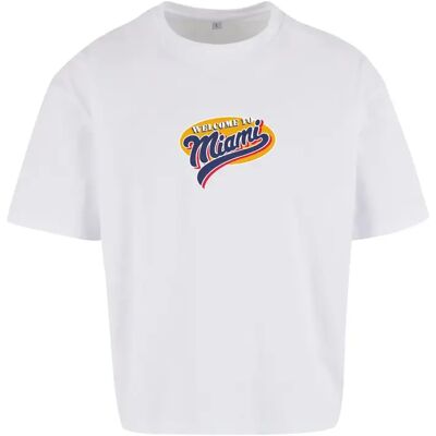 Gewassen T-shirt Merchcode Scarface Miami Blanc M Gewassen T-shirt Merchcode Scarface Miami Blanc M