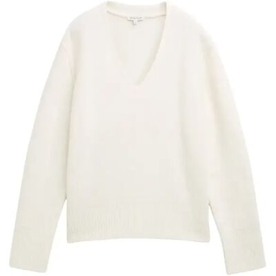 Pull col V in een boucle breisel voor dames Tom Tailor Blanc 3XL Pull col V in een boucle breisel voor dames Tom Tailor Blanc 3XL