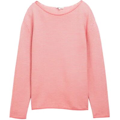 Gestreept gestructureerd vrouwenpull Tom Tailor Rose 3XL Gestreept gestructureerd vrouwenpull Tom Tailor Rose 3XL