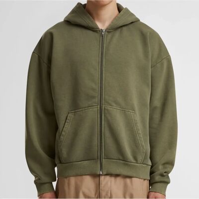Gewassen zware hooded sweatshirt met rits Build Your Brand Stonewash Vert S Gewassen zware hooded sweatshirt met rits Build Your Brand Stonewash Vert S