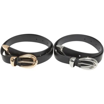 Vrouwenriem met kunststof gesp Urban Classics (x2) Noir L/XL Vrouwenriem met kunststof gesp Urban Classics (x2) Noir L/XL