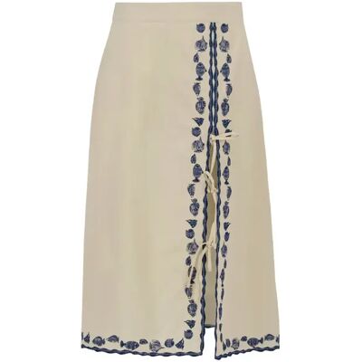 Linnen katoenen rok dames Maison Labiche Melingue Fish Beige XS Linnen katoenen rok dames Maison Labiche Melingue Fish Beige XS