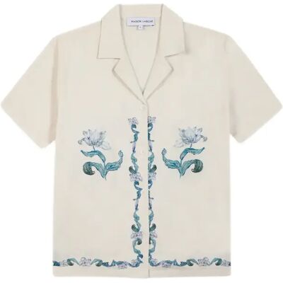 Katoenen dameshemd Maison Labiche Souchier Butterfly Patch Blanc L Katoenen dameshemd Maison Labiche Souchier Butterfly Patch Blanc L