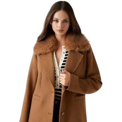 Damesjas Guess Karole Fur Collar Gris L Damesjas Guess Karole Fur Collar Gris L