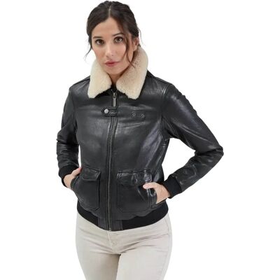 Leren damesjack Rose Garden Air Pilot Lamb Paolo Noir L Leren damesjack Rose Garden Air Pilot Lamb Paolo Noir L