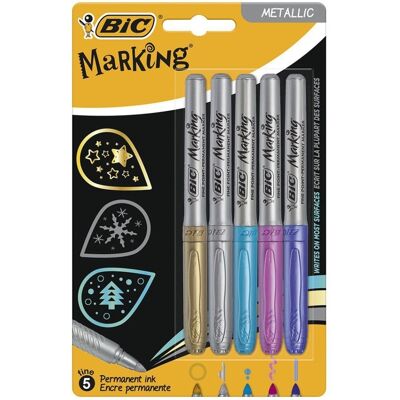 Set van 5 bic permanente metalen markers Milan Kleurrijk TU Set van 5 bic permanente metalen markers Milan Kleurrijk TU