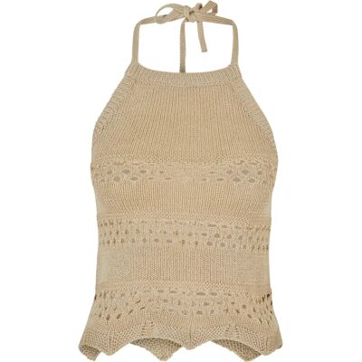 Tanktop court dames haakwerk Urban Classics Beige XS Tanktop court dames haakwerk Urban Classics Beige XS