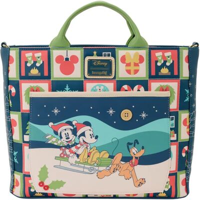 Handtas Loungefly Disney Mickey & Minnie Holiday Bleu 33x27,9x7,6 cm Handtas Loungefly Disney Mickey & Minnie Holiday Bleu 33x27,9x7,6 cm
