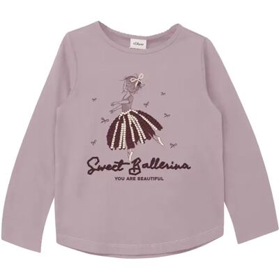 Meisjes T-shirt met lange mouwen van glanzend garen en pailletten met een ronde zoom s.Oliver Rose 10 jaar Meisjes T-shirt met lange mouwen van glanzend garen en pailletten met een ronde zoom s.Oliver Rose 10 jaar