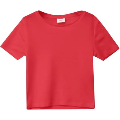 Korte T-shirt in geribbeld materiaal voor meisjes s.Oliver Rouge 13/14 jaar oud Korte T-shirt in geribbeld materiaal voor meisjes s.Oliver Rouge 13/14 jaar oud
