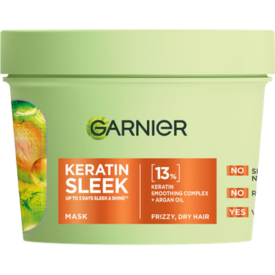 Garnier Keratin Sleek Hair Mask With Argan Oil For Frizzy & Dry Hair - 370 ml Garnier Keratin Sleek Hair Mask With Argan Oil For Frizzy & Dry Hair - 370 ml
