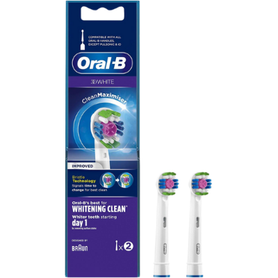 Oral-B 3D White CleanMaximiser opzetborstels - 2 stuks. Oral-B 3D White CleanMaximiser opzetborstels - 2 stuks.