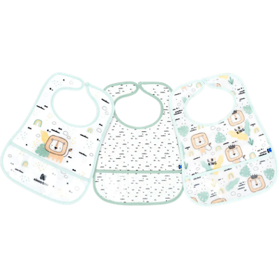 Kikka Boo Eva Terry Bib With Catcher - Savanna Mint - 3 stuks Kikka Boo Eva Terry Bib With Catcher - Savanna Mint - 3 stuks