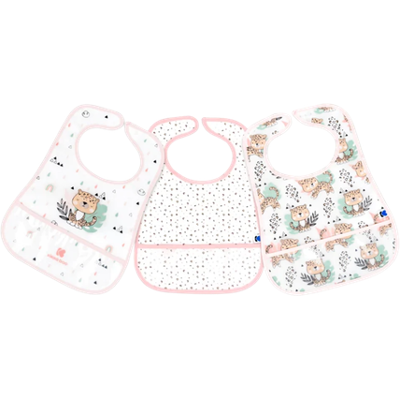 Kikka Boo Eva Terry Bib With Catcher - Savanna Pink - 3 stuks Kikka Boo Eva Terry Bib With Catcher - Savanna Pink - 3 stuks