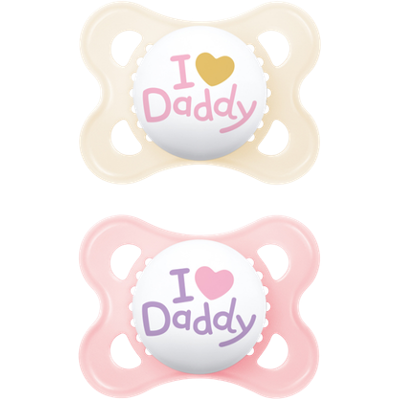 MAM Original I Love Daddy Pink & Beige Color 2â6M Fopspeen â 2 stuks MAM Original I Love Daddy Pink & Beige Color 2â6M Fopspeen â 2 stuks