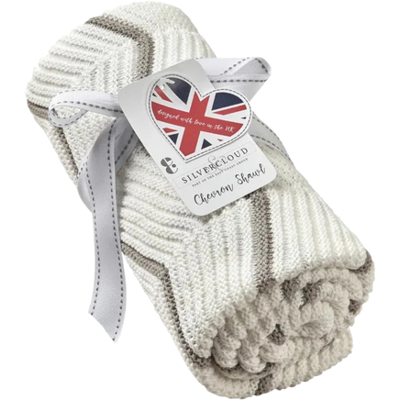 Silvercloud Chevron Cream Grey Gebreide Baby Sjaal Silvercloud Chevron Cream Grey Gebreide Baby Sjaal