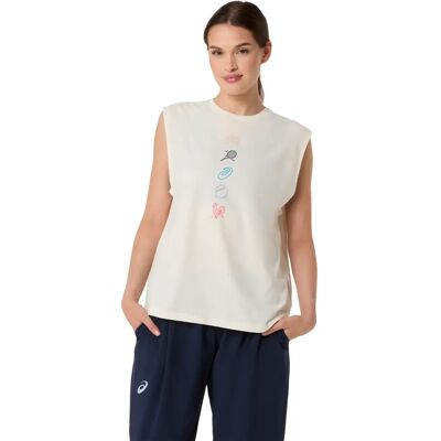Dames-T-shirt Asics Game Seasonal Blanc M Female Dames-T-shirt Asics Game Seasonal Blanc M Female