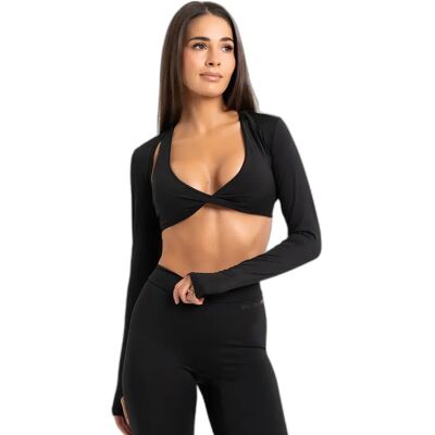 Dames lange mouwen top Gym Glamour Shrug Glow Noir S Female Dames lange mouwen top Gym Glamour Shrug Glow Noir S Female
