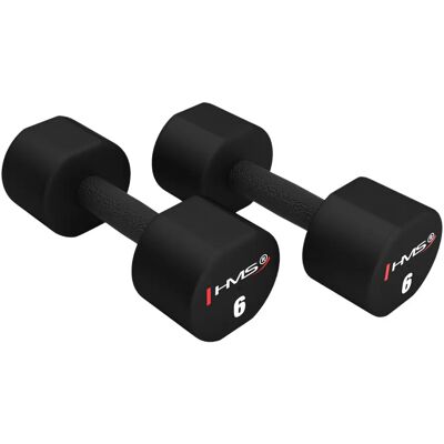 HMS HPT06 - 2 x 6kg Duurzame Rubber Bedekte Dumbbell HMS HPT06 - 2 x 6kg Duurzame Rubber Bedekte Dumbbell