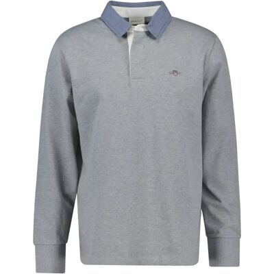 Polo met lange mouwen Gant Reg Chambray Heavy Gris S Male Polo met lange mouwen Gant Reg Chambray Heavy Gris S Male