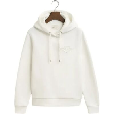 Regular Hoodie Dames Gant Tonal Shield Blanc S Female Regular Hoodie Dames Gant Tonal Shield Blanc S Female