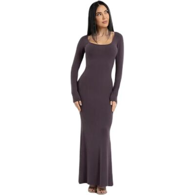 Damesjurk met lange mouwen Gym Glamour Flexi Maxi Marron L Female Damesjurk met lange mouwen Gym Glamour Flexi Maxi Marron L Female