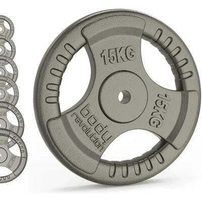Gietijzeren discus Body Revolution 15kg (x2) Gris 15 kg Unisex Gietijzeren discus Body Revolution 15kg (x2) Gris 15 kg Unisex