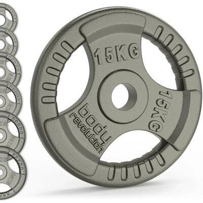 Olympische gietijzeren halterschijven Body Revolution 15kg (x2) Gris 15 kg Unisex Olympische gietijzeren halterschijven Body Revolution 15kg (x2) Gris 15 kg Unisex