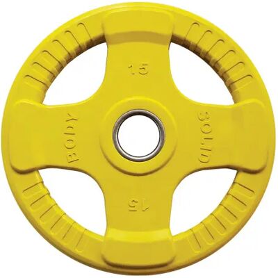 Body Solid Body-Solid olympische schijven 4 Grip in gekleurd rubber 15 kg Geel TU Unisex Body Solid Body-Solid olympische schijven 4 Grip in gekleurd rubber 15 kg Geel TU Unisex