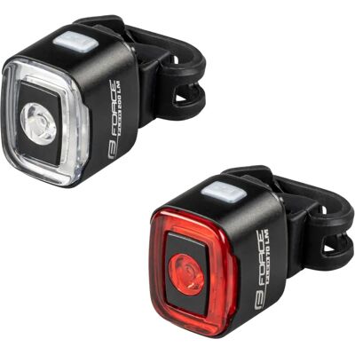 Force Flea set of flashlights 200 LM front and rear USB black Force Flea set of flashlights 200 LM front and rear USB black