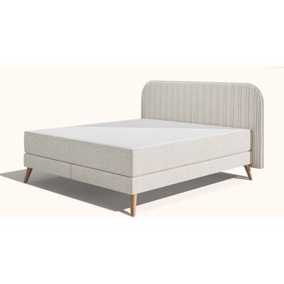 Emma Original Elite Boxspring Bed 140x200 - Donkergrijs - Strepen Hoofdbord - Beukenhout Pootjes Emma Original Elite Boxspring Bed 140x200 - Donkergrijs - Strepen Hoofdbord - Beukenhout Pootjes