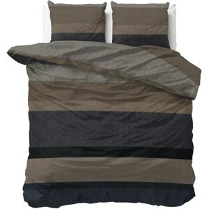Sleeptime Dekbedovertrek Ravon Taupe Antraciet - Lits-jumeaux 240 x 200/220 cm + 2 kussenslopen Sleeptime Dekbedovertrek Ravon Taupe Antraciet - Lits-jumeaux 240 x 200/220 cm + 2 kussenslopen