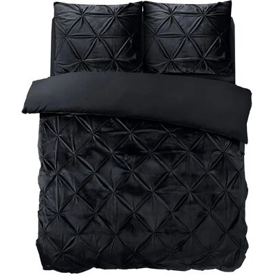 Sleeptime Dekbedovertrek Velvet Pintuck Zwart - Tweepersoons 200 x 200/220 cm + 2 kussenslopen Sleeptime Dekbedovertrek Velvet Pintuck Zwart - Tweepersoons 200 x 200/220 cm + 2 kussenslopen