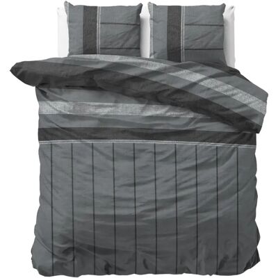 Sleeptime Dekbedovertrek Kees Antraciet - Lits-jumeaux 240 x 200/220 cm + 2 kussenslopen Sleeptime Dekbedovertrek Kees Antraciet - Lits-jumeaux 240 x 200/220 cm + 2 kussenslopen
