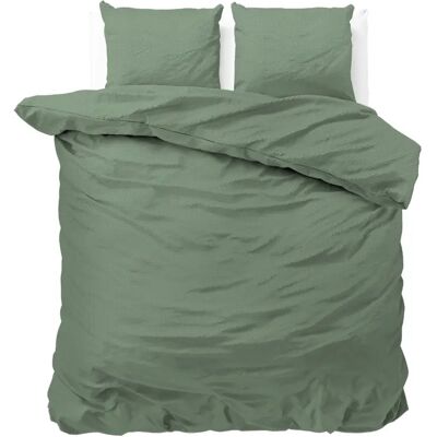 Sleeptime Dekbedovertrek Satin Point Groen - Tweepersoons 200 x 200/220 cm + 2 kussenslopen Sleeptime Dekbedovertrek Satin Point Groen - Tweepersoons 200 x 200/220 cm + 2 kussenslopen