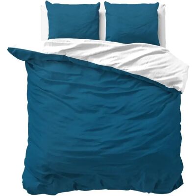 Sleeptime Dekbedovertrek Twin Face Blauw Wit - Eenpersoons 140 x 200/220 cm + 1 kussensloop Sleeptime Dekbedovertrek Twin Face Blauw Wit - Eenpersoons 140 x 200/220 cm + 1 kussensloop