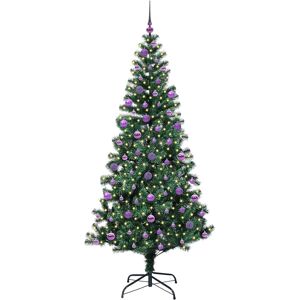vidaXL Kunstmatig Voorverlicht Kerstboom Groen 210 cm PVC en Metaal vidaXL Kunstmatig Voorverlicht Kerstboom Groen 210 cm PVC en Metaal
