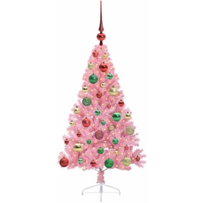 vidaXL Kunstmatig Voorverlicht Kerstboom met 150 LED Roze 120 cm PVC vidaXL Kunstmatig Voorverlicht Kerstboom met 150 LED Roze 120 cm PVC