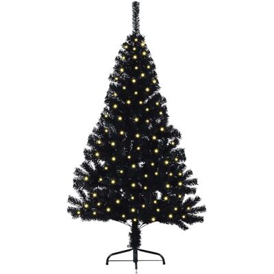 vidaXL Kunstmatig Voorverlicht Kerstboom met 150 LED Zwart 120 cm PVC vidaXL Kunstmatig Voorverlicht Kerstboom met 150 LED Zwart 120 cm PVC