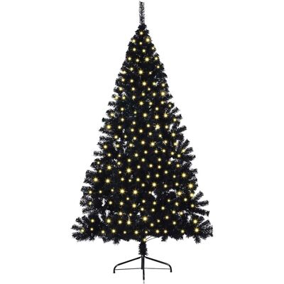 vidaXL Kunstmatig Voorverlicht Kerstboom met 300 LED Zwart 180 cm PVC vidaXL Kunstmatig Voorverlicht Kerstboom met 300 LED Zwart 180 cm PVC