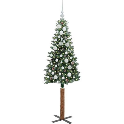 vidaXL Slanke Kerstboom Groen 150 cm PVC en massief dennenhout vidaXL Slanke Kerstboom Groen 150 cm PVC en massief dennenhout