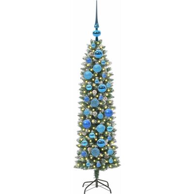 vidaXL Kunstmatige slanke kerstboom Groen en Wit 120 cm vidaXL Kunstmatige slanke kerstboom Groen en Wit 120 cm